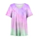 thumbnail image 4 of Puntoco top/Camisa Con Cuello En V De Manga Corta Y Talla Grande, Holgada Y Cómoda, Con Estampado Degradado Para Mujer, Color Rosa Xxxxxl, Regalo Para Mujer, 4 of 5
