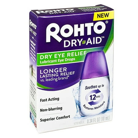 Rohto Dry Aid Dry Eye Relief Lubricant Eye Drops, 0.34 Oz ...