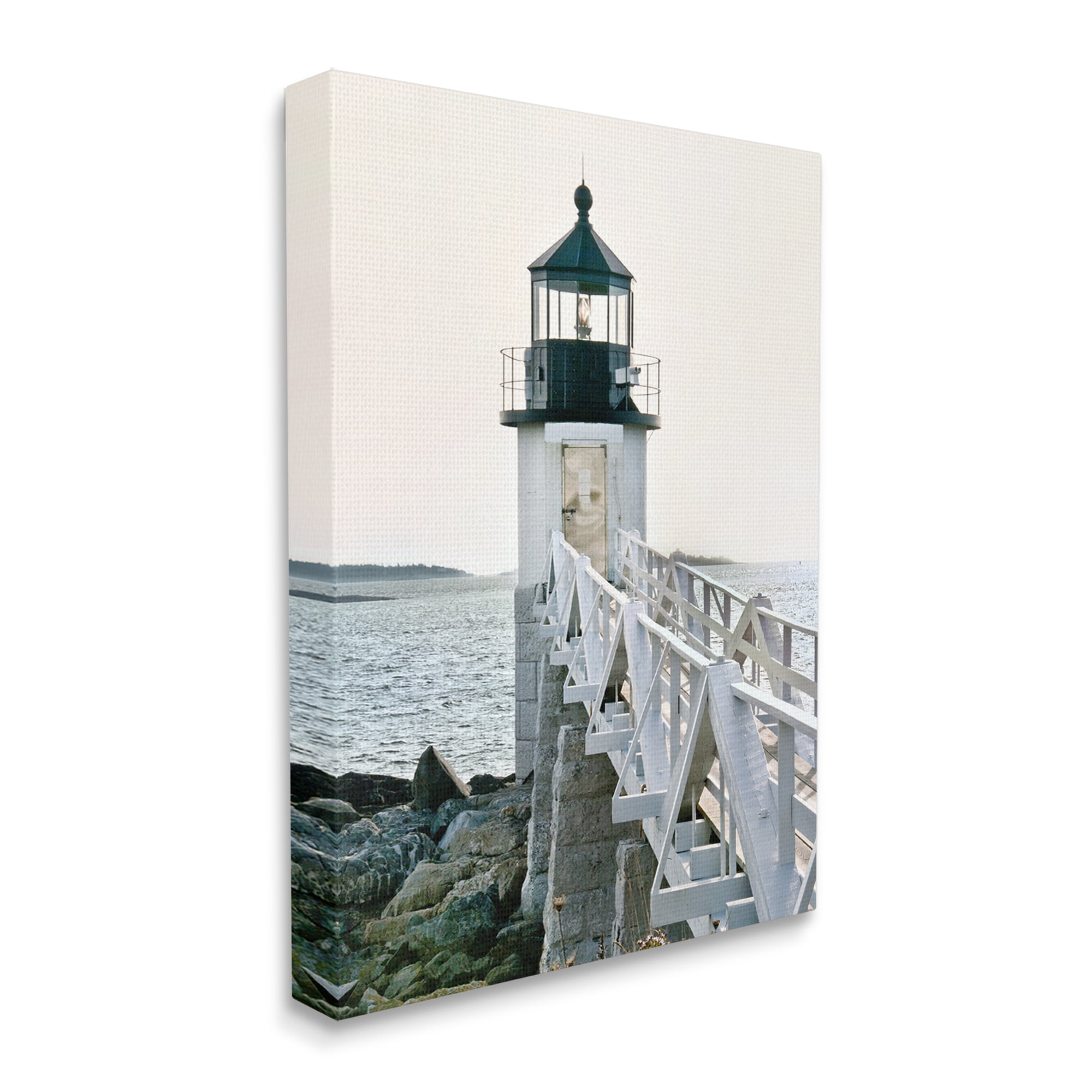 Stupell Industries White Lighthouse Photography Travel & Places Photography Gallery Wrapped Canvas Art Print Wall Art, 30 x 40
