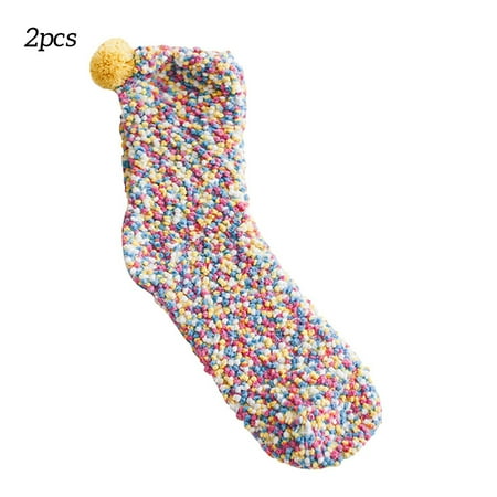 

Tmosphere 1 Pair Women Winter Socks Girl Coral Velvet Warm Keeping Anti-slip Soft Crew Socks Bright yellow