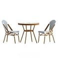 thumbnail image 2 of Merrick Lane French Bistro Style Table with Glass Top, White & Navy PE Rattan, 2 Stack Chairs, and Bamboo Finished Metal Frame for Indoor/Outdoor Use, 2 of 10