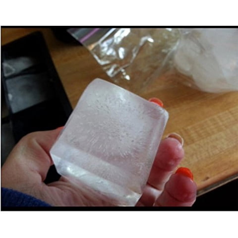 Home-Complete 2"x2" Large Square Ice Cube Molds-Set of 2 Silicone Trays Makes 8, Black