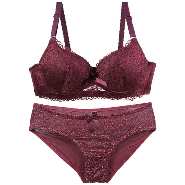 Karight Womens Bras and Panty Sets Push Up Lace Bras Set Plus Size Embroidery Bra Comft Underwear Lift Up Underwire Bra