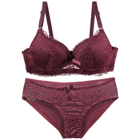 XWSHYW Womens Pajama Sets Sexy Solid Color Lace Bra and Panty Sets Slim Fit Crew Neck Sleeveless Pajamas Deals of the Week Clearance
