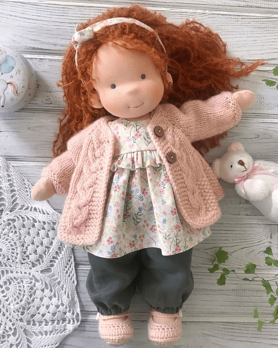 Waldorf style soft baby doll