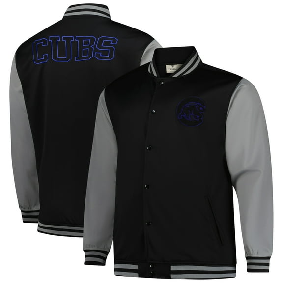 Men's-Profile  Black/Gray Chicago Cubs Full-Snap Varsity Jacket