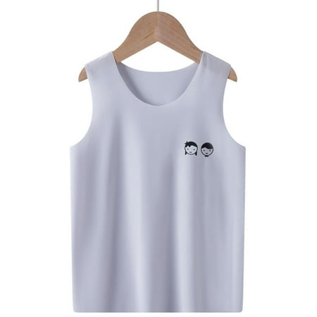 

dmqupv Toddler Boy Sleeveless Shirt Toddler Boys Girls Sleeveless Vest Tops Solid Color Cool Homewear Casual Tops For Quick Set Grey 18-24 Months