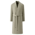 thumbnail image 1 of LNWUY Men's Solid Color V-Neck Pocket Weave Robe Quick Dry 3/4 Sleeve Pajamas Loungewear Bath Robe Home Lounge Pajama Robe Yellow XL, 1 of 2