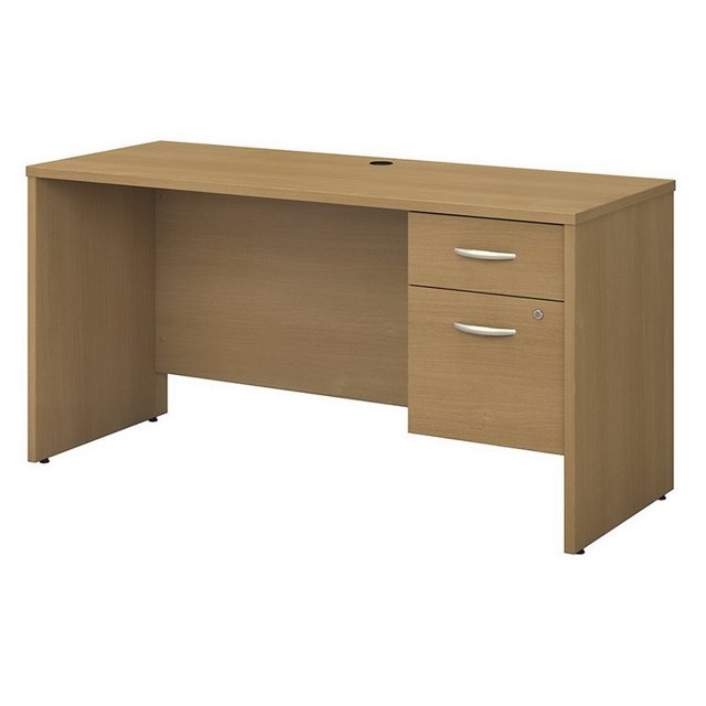 Series C 60W x 24D Office Desk with Drawers in Light Oak - Engineered Wood