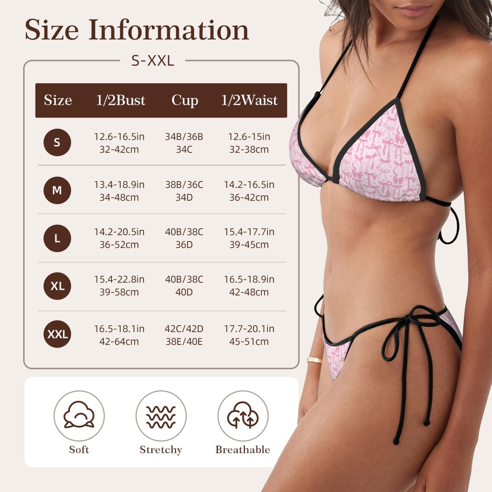 Japuie Ribbon Bow Print Women's Two Piece Bikini Swimsuit, Sexy Japuie Ribbon Bow Print Women's Two Piece Bikini Swimsuit, Sexy