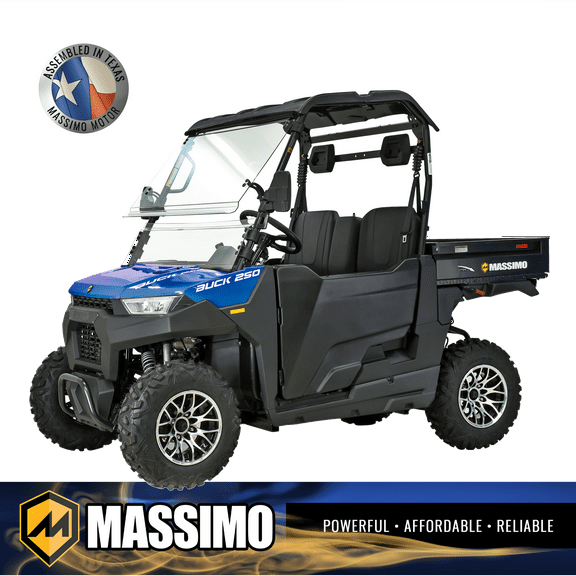 Massimo Buck 250 Side by Side UTV 12hp, 177cc, 6.5 cf. Dumping Cargo Bed - Blue
