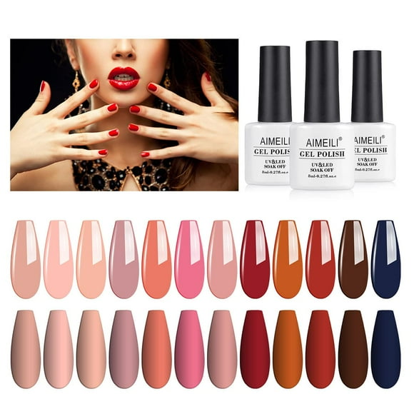 Set de esmaltes de uñas en gel AIMEILI Soak Off U V LED sin hema, 12 unidades