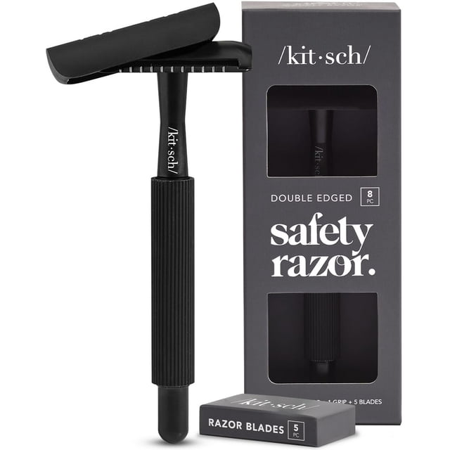 Navaja de afeitar Kitsch Perfect Glide con 5 hojas de repuesto, color negro