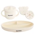 thumbnail image 1 of Set de Alimentación de Silicón Kool Baby Vaso con Tapas Intercambiables Plato de 3 Divisiones Ivory, 1 of 1
