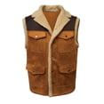 thumbnail image 6 of Men's Winter Polar Fleece Vest Outerwear Sherpa Lined Fleece Warm Work Casual Sleeveless Vest Shacket Jackets,Snap Button Multi Pocket Big and Tall Sizes S-3XL Khaki, 6 of 6