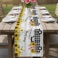 thumbnail image 4 of Sunflowers Table Runner - 72 Inch Long Spring Botanical Truck Pig Wooden Grain Cotton and Linen Blended Dress Scarves Farmhouse Table Runner for Kitchen Dining, Coffee Table, 13" x 72", 4 of 8