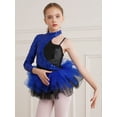 thumbnail image 3 of Haitryli Kids Girls One Shoulder Long Sleeve Sequin Ballet Dance Dress Tutu Leotard Latin Jazz Dancewear Royal Blue 16, 3 of 7