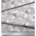 thumbnail image 2 of Soimoi White polyester Crepe Fabric Leopard Animal Skin Print Fabric by the Yard 42 Inch Wide, 2 of 3