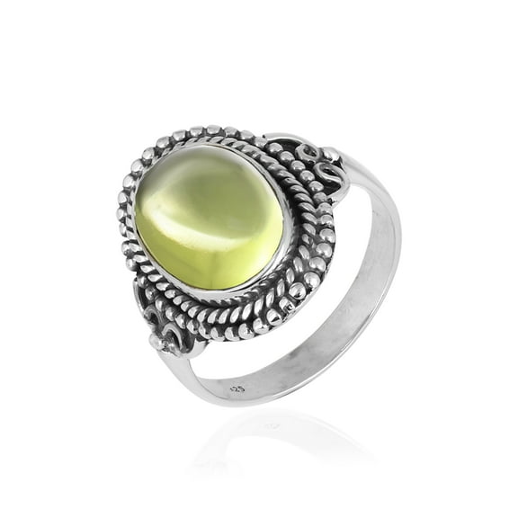 Natural Lemon Quartz Oval Cabochon Ring in 925 Oxidized Sterling Silver | Handmade Bezel Set | 6.57 Ct Yellow Gemstone (8)
