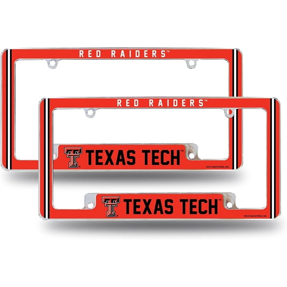 Texas-Tech-Raider's (Set of 2) Chrome Metal License Plate Frames with Bold Full Frame Design