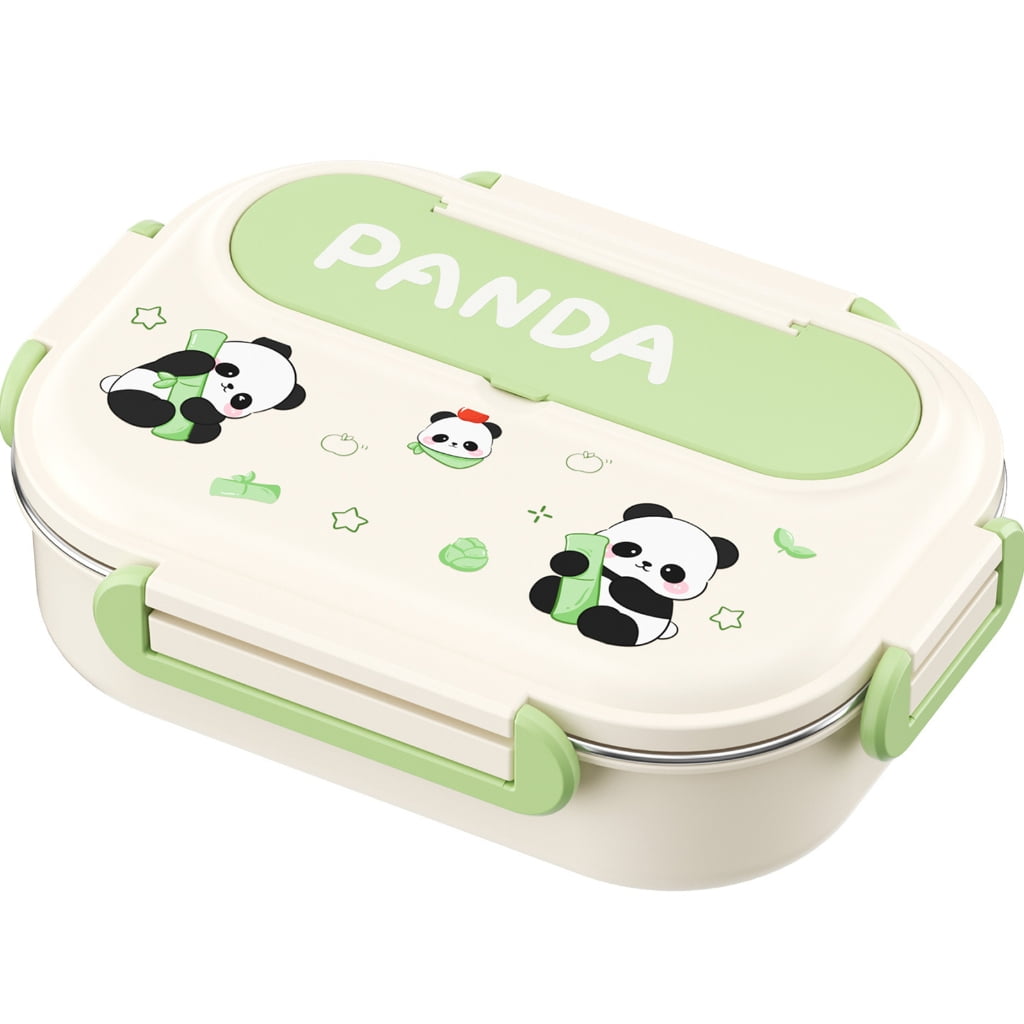 Microwave Safe Stainless Steels Bentos Box Cartoon Design 4 Compartments Leak Proof Seal Heat Insulation