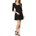 thumbnail image 5 of INSPIRE CHIC Women's Square Neck Lace Puff Sleeve Dress Black XS, 5 of 6