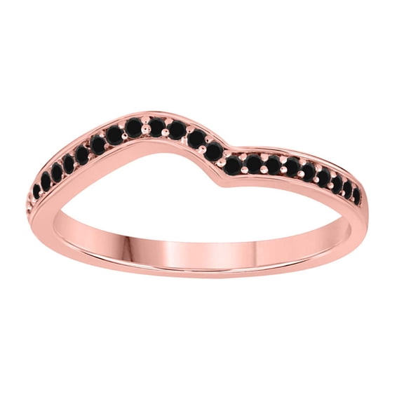 AoneJewelry 0.25 Carat Black Diamond Curved Wedding Band In 10K Solid Rose Gold