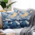 thumbnail image 3 of Outdoor Pillow Cover Navy Blue Ocean Wave Set of 2 Waterproof Throw Pillowcases Abstract Art Decorative Patio Furniture Pillows for Couch Garden Indoor & Outdoor Use, 3 of 9