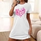 thumbnail image 1 of Camisón corto de talla grande para mujer, camisón de manga corta con estampado de pecho a la moda, camisón para mujer, 1 of 5