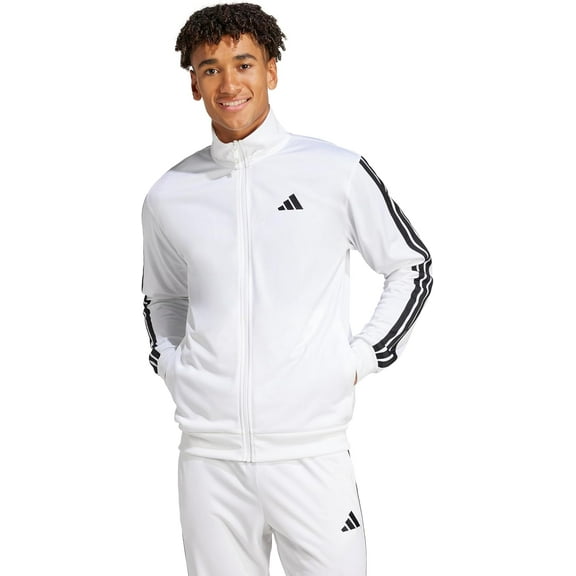 FABREJAY Men's 3-Stripes Tricot Track Top, White