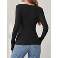 thumbnail image 5 of KYGABAK Long Sleeve ShirtsV Neck Tops for Women Sexy Sweater V Neck Ribbed Knit Slim Fit Wrap Top 2025 Fall Casual Fashion Clothes,Black S, 5 of 7