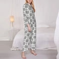 thumbnail image 2 of KLL Retro sketch flower lines Print Women's Long Sleeve Pajamas with Pants Sleepwear Loungewear 2 Set-X-Large, 2 of 8