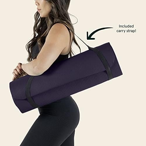 Solana Yoga Mat 1" Thick w/Nylon Strap for Men & Women - Non Slip Exercise Mat for Home Yoga, Pilates, Stretching, Floor & Fitness Workouts