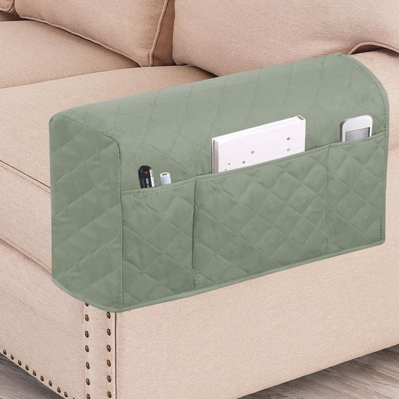 Nvzi-c 2Pcs Green Chairs and Sofas Armrest Covers for Recliner with Side Pocket Arm Covers Protector