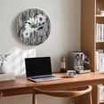 thumbnail image 6 of Wall Clock 14 Inch Rustic Daisy Round Silent Decorative Wall Clocks Battery Operated for Living Room Bedroom Kitchen Classroom Decor, Teal Flowers Grey Wood Textured,Large, 6 of 7
