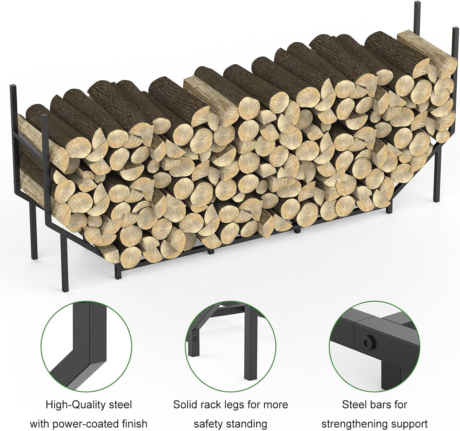 6FT Heavy-Duty Outdoor/Indoor Firewood Rack – Large Capacity Log Holder with Weather-Resistant Metal & Elevated Base (70.8"L x 12.5"W x 30.5"H)