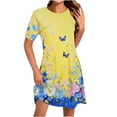 thumbnail image 1 of Vestido Corto para las Mujeres Cuello Redondo Manga Corta Impresa Suéter, Moda Casual Estilo Línea, 1 of 5