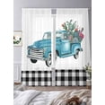 thumbnail image 3 of Summer Tropical Plants Sheer Curtains 96 Inch Length 2 Panels Set Window Treatments, Blue Truck Botanical Cactus Plaid Rod Pocket Semi Curtains for Living Room/Bedroom/Kitchen Décor, 104"W x 96"L, 3 of 7