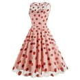 thumbnail image 2 of IBTOM CASTLE Women's 1950s Vintage Dress Short Sleeve Heart Print Mesh Retro Evening Prom Cocktail Party Swing A Line Dress XXL Pink - Strawberry, 2 of 8