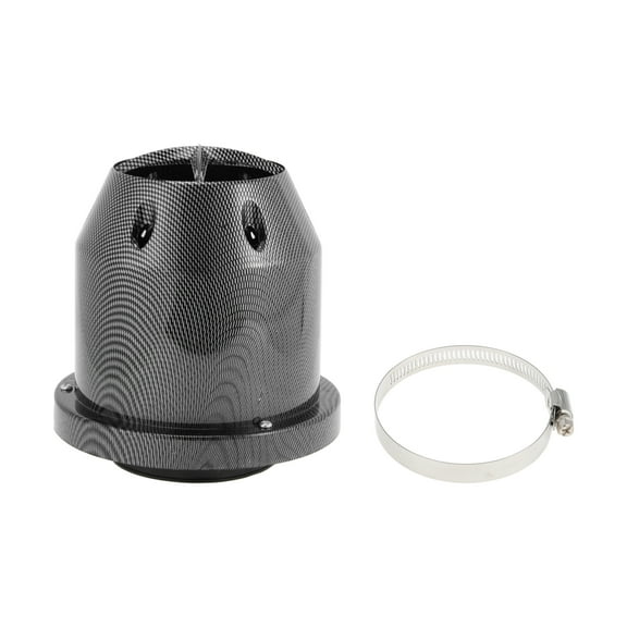 Unique Bargains Engine Air Filter 76mm High Flow Bullet Clamp-On Cold Air Intake Filter Closed-Top Cool Air Filter Cleaner 1 clamp Carbon Fiber Black for Car