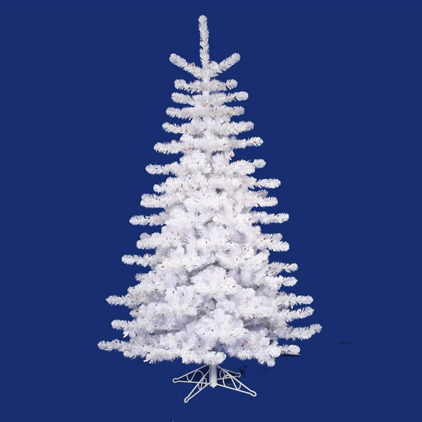 10' Arbre de Noël Artificiel en Cristal Blanc Pré-Éclairé - Multi Lumières