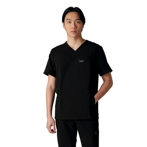 Men’s Manchester V-Neck 3-Pocket Scrub Top with Four-Way Stretch and Moisture-Wicking - Black - 2XL