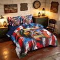 thumbnail image 2 of Manfei Watercolor Bass Fish Full Size Bedding Sets, Patriotic US Flag Full Size Bed in a Bag, Red Blue Green, Navy Reversible 7-Piece, 2 of 6