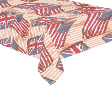 

MYPOP Colorful Vintage America Flag Tablecloth Set 60x104 Inches - British Union Jack Tablecover Desk Table Cloth Cover for Wedding Party Decor