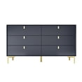 thumbnail image 3 of OxyLife Modern Wooden Double Dresser Chest with 6 Drawer for Closet Hallway Bedroom, Navy, 3 of 7