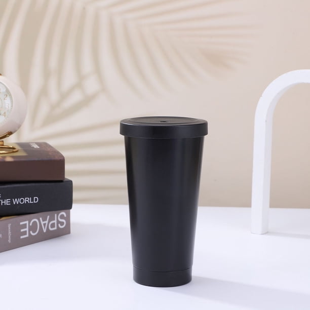 Taza de vacío de acero inoxidable 304, taza de paja de gran capacidad, taza de café portátil para exteriores de alto aspecto