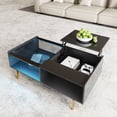 thumbnail image 1 of table Basse, Noir à Haute Brillance, table d'Appoint, table Basse avec Verre et Effet DEL, avec Dessus en Verre et Compartiment de Rangement, 1 of 22
