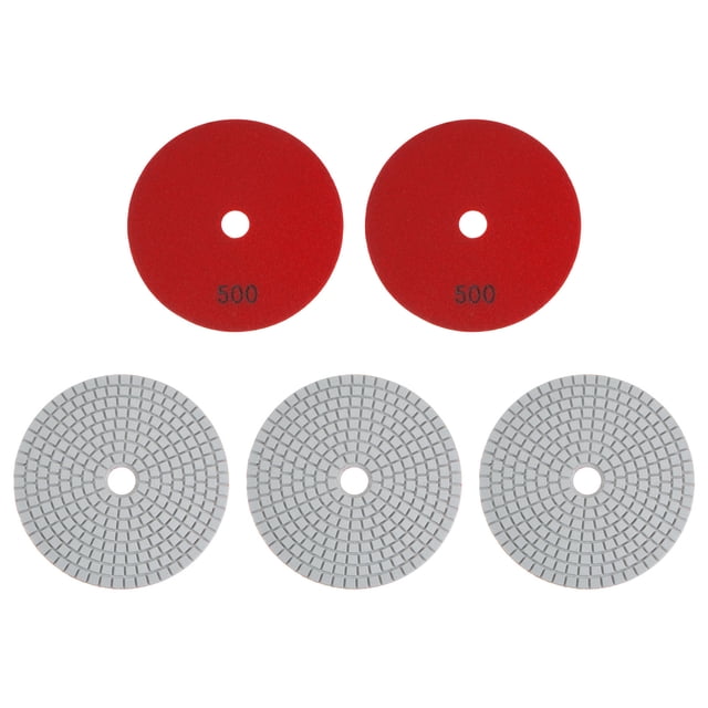 Unique Bargains 5 Pack 5-Inch Grit 500 Diamond Polishing Pads Wet/Dry for Stone Concrete Marble Quartz