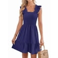 thumbnail image 3 of Women'S Summer Sleeveless Square Neck Dress Ruffle Backless Boho Beach Cute Teen Short Sundress Dark Blue XL, 3 of 10