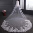 thumbnail image 4 of Velo de novia Velos de novia Marfil Largo Catedral Cristal Lentejuelas Borde de encaje Accesorios de boda con cristal Peine gratis, Marfil, 4 * 1,6 m, 4 of 4